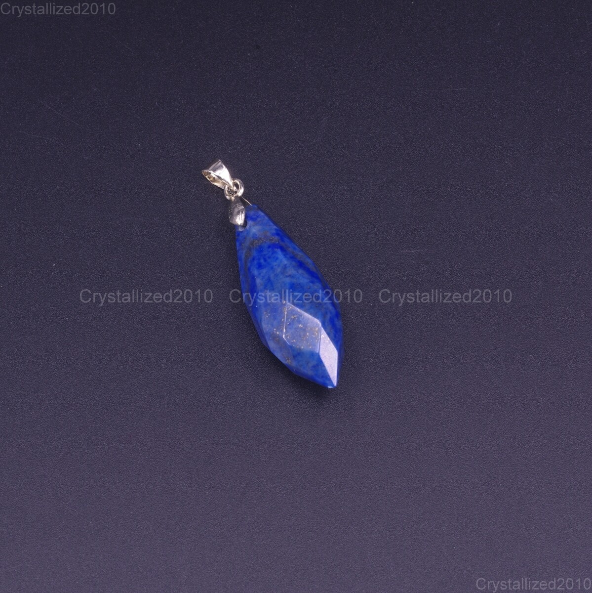 Natural Gemstone Faceted Drop Reiki Chakra Healing Pendant Beads Silver 11x35mm