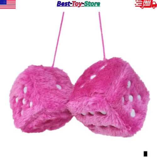 2PCS Plush Fuzzy Dice Car Rear View Mirror Decoration