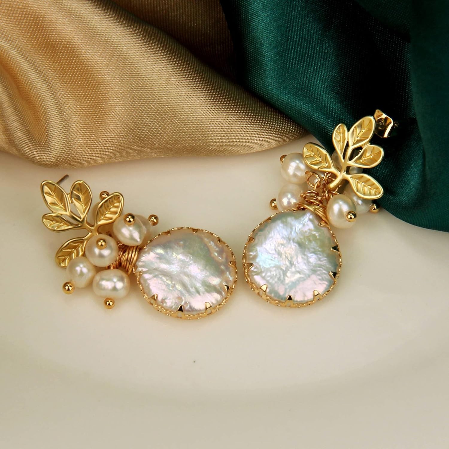 Unique 18k Gold & Freshwater Baroque Pearls – Dangle Earrings for All Occasions