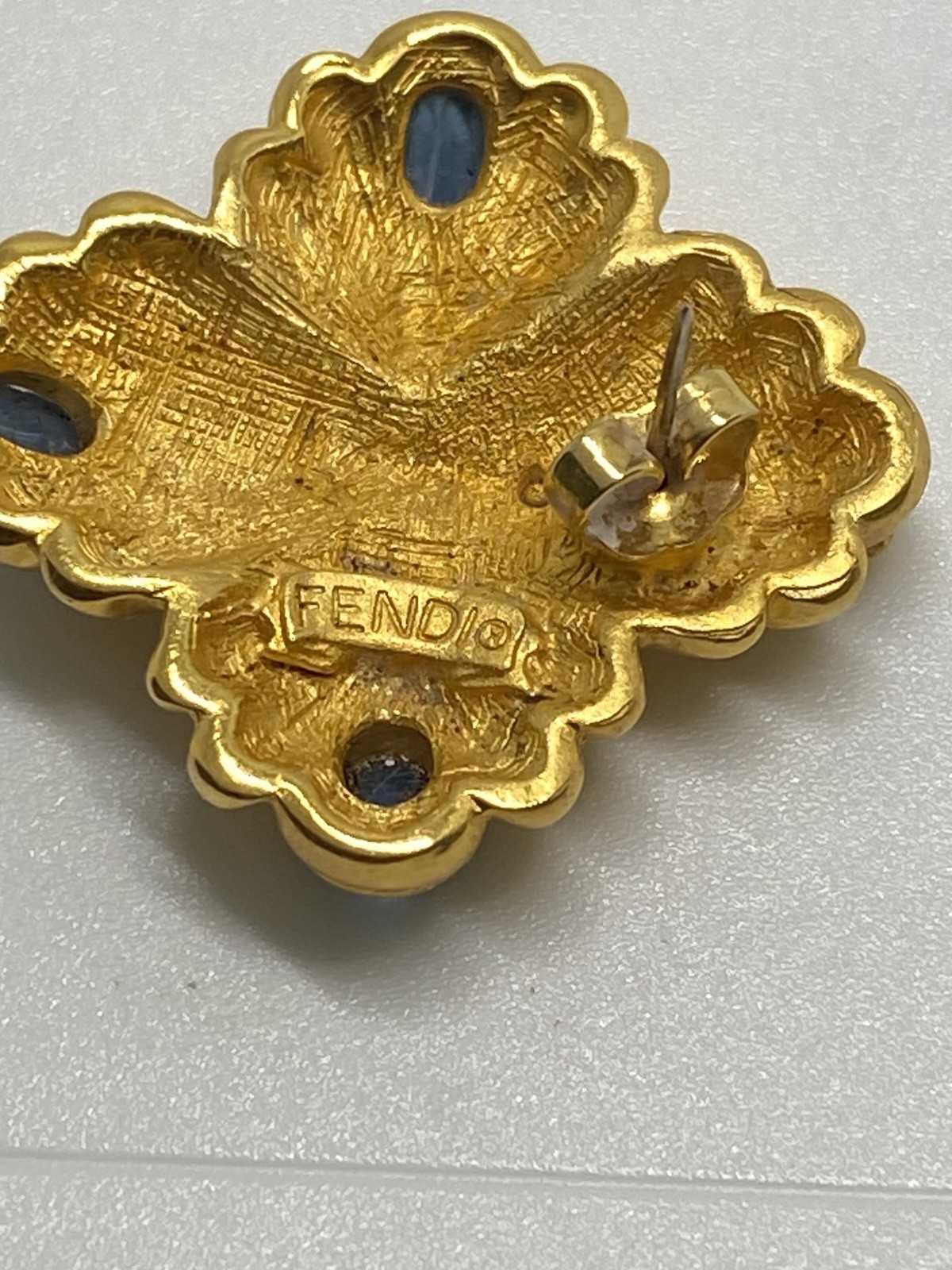 Fendi SINGLE EARRING Fendi Gold Tone Gripoix Glass Earring