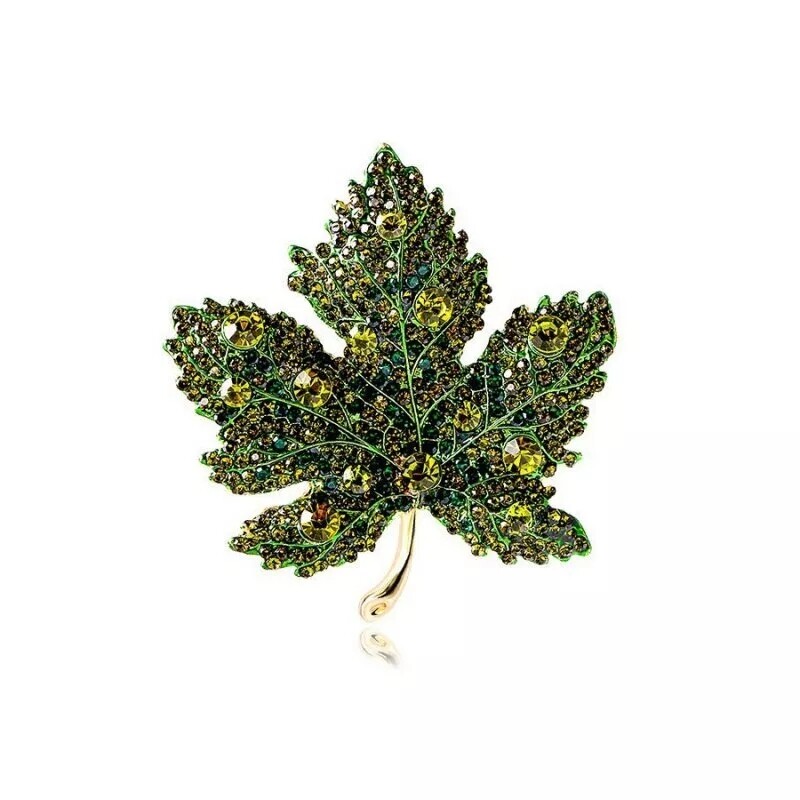 1/2/3/4xVintage Maple Leaf Crystal Corsage Brooch Pin Badge Lapel Women Jewelry