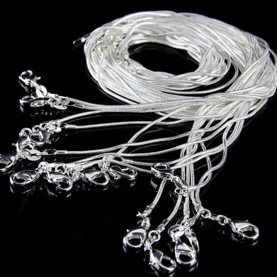 Designer Inspired Real 925 Sterling Silver Italian 2mm Wide Snake Chain Necklace