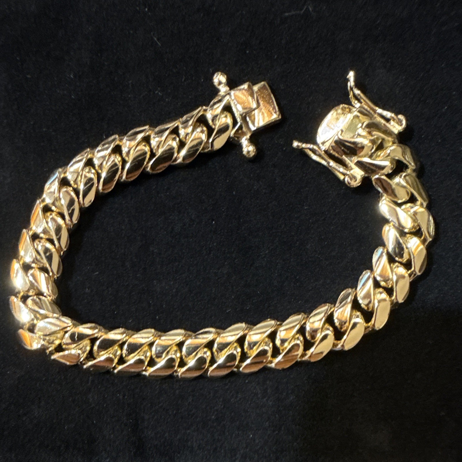 14k gold over silver handmade miami Cuban bracelet 999 silver