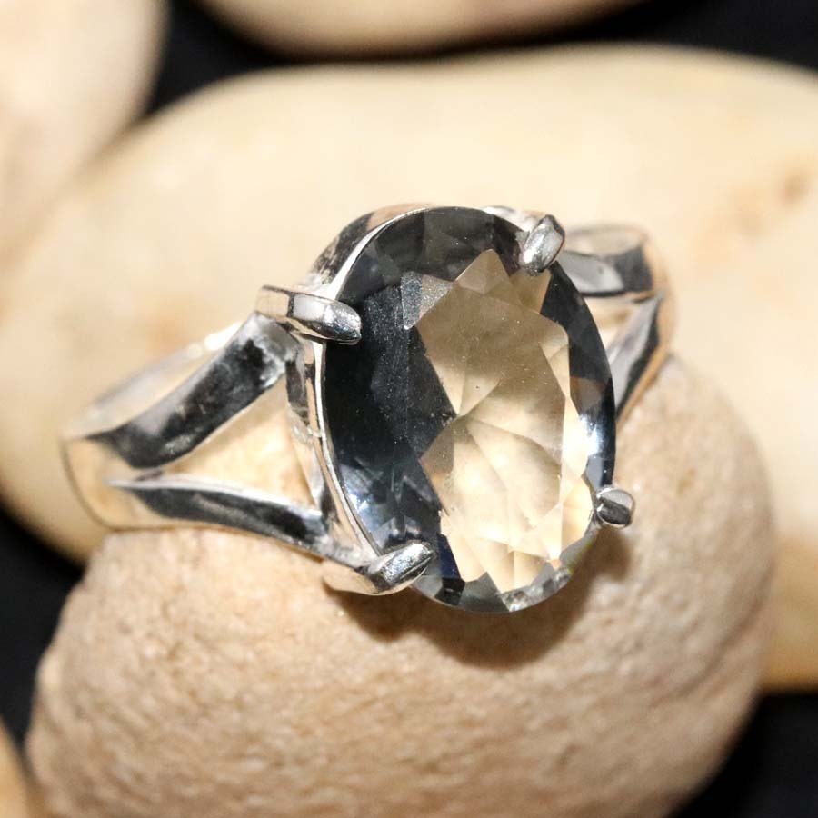 925 Silver Plated Exclusive Black Spinel Faceted Ring US 6 Most Beautiful GW