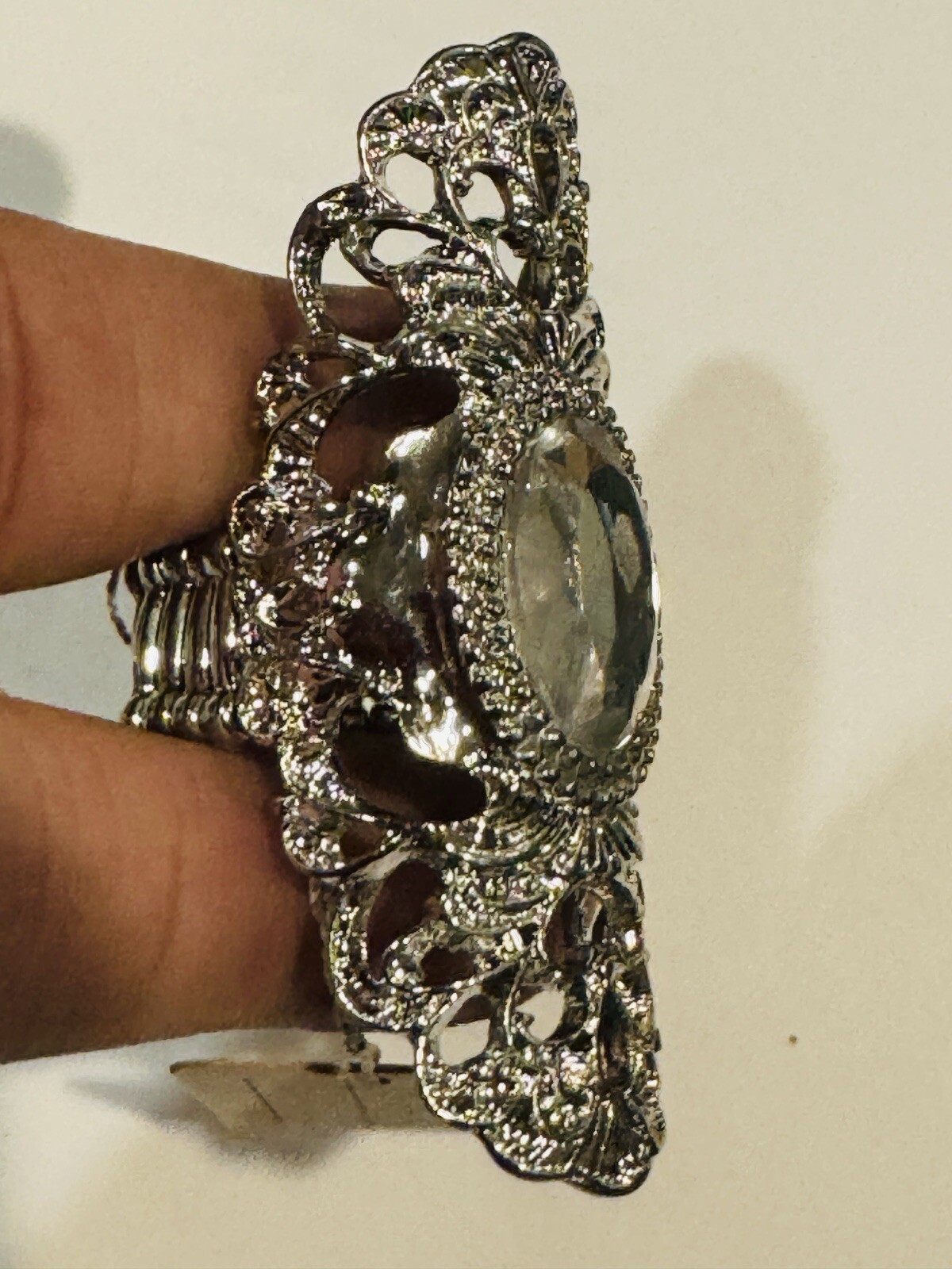 Silver Color Long Ring Stretch Size 8+