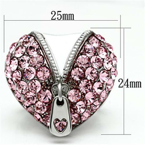 TK652 – High polished (no plating) Stainless Steel Ring with Top Grade Crystal