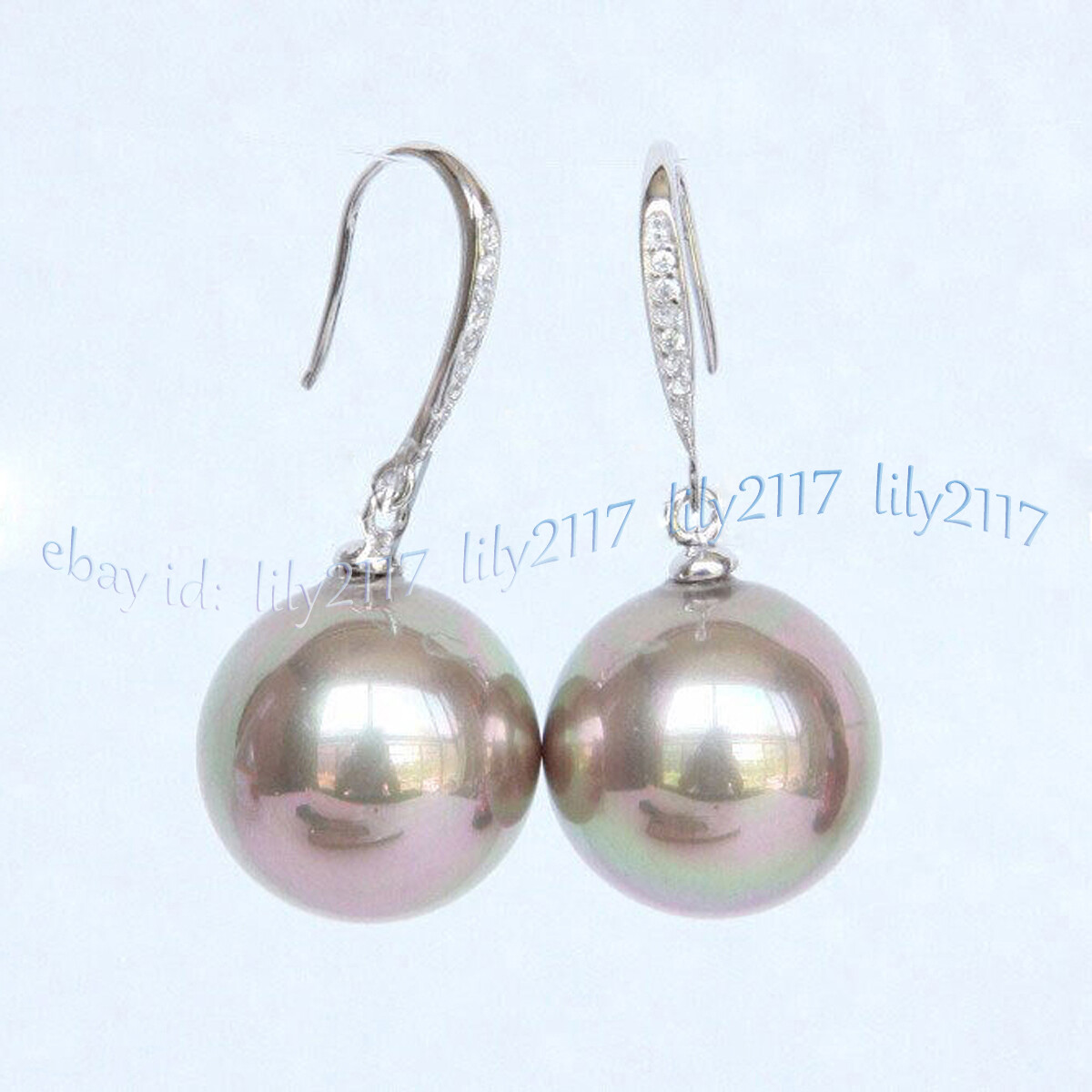8-16mm Multicolor South Sea Shell Pearl Round Beads Dangle Silver Hook Earrings