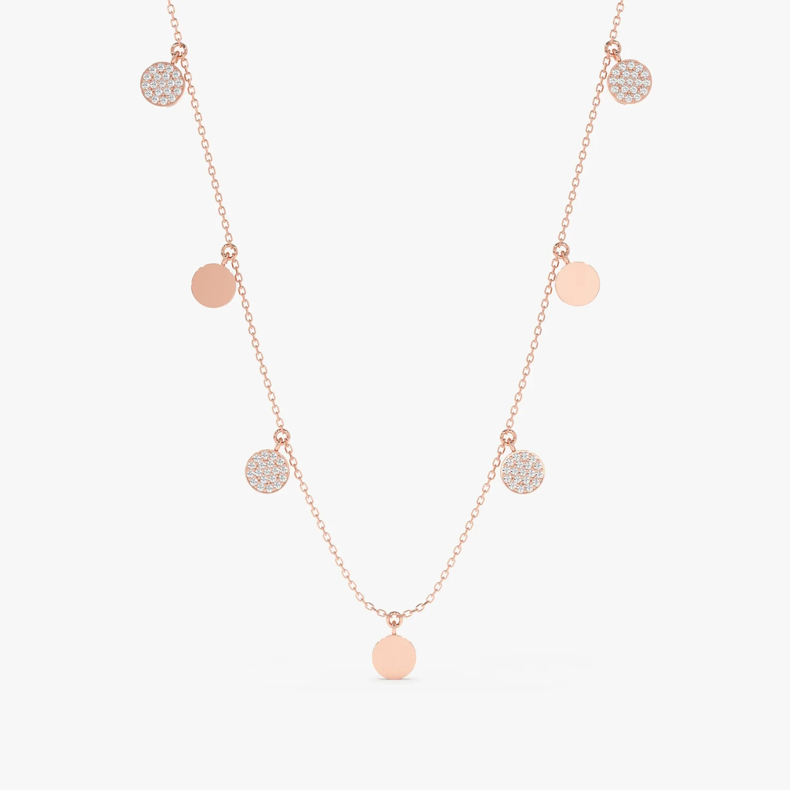 Lab Grown 1.00 Ct Round Cut EF VS Diamond Multi Charm Necklace in 14K Solid Gold