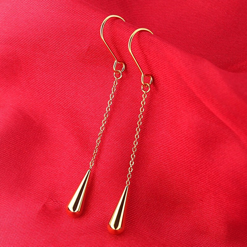 Fashion Titanium Hypoallergenic Steel Tassel Long Chain Teardrop Drop Earrings