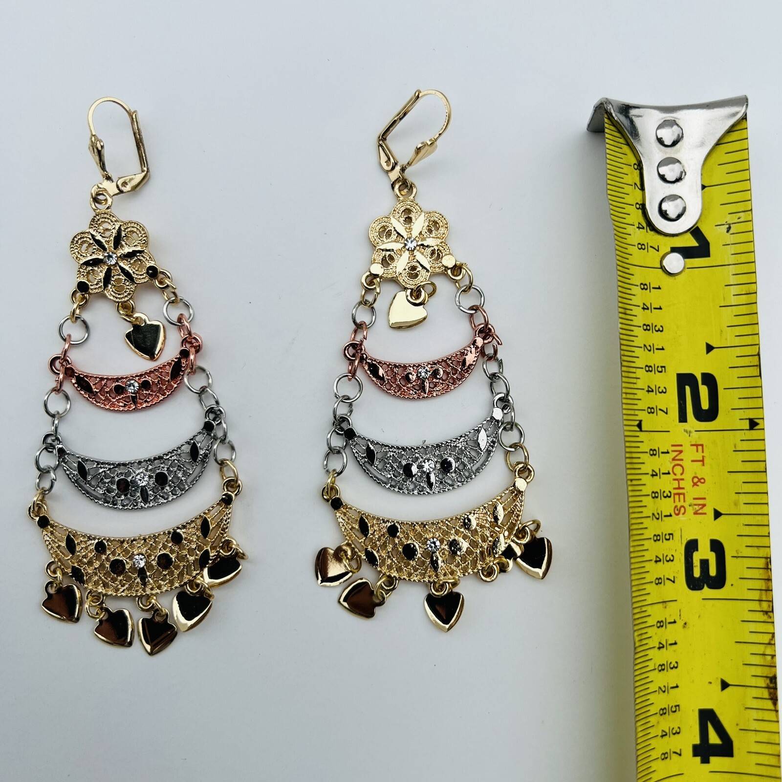 Chandelier Tricolor (White Pink Gold) Plated Fashion Earrings for All Occasions