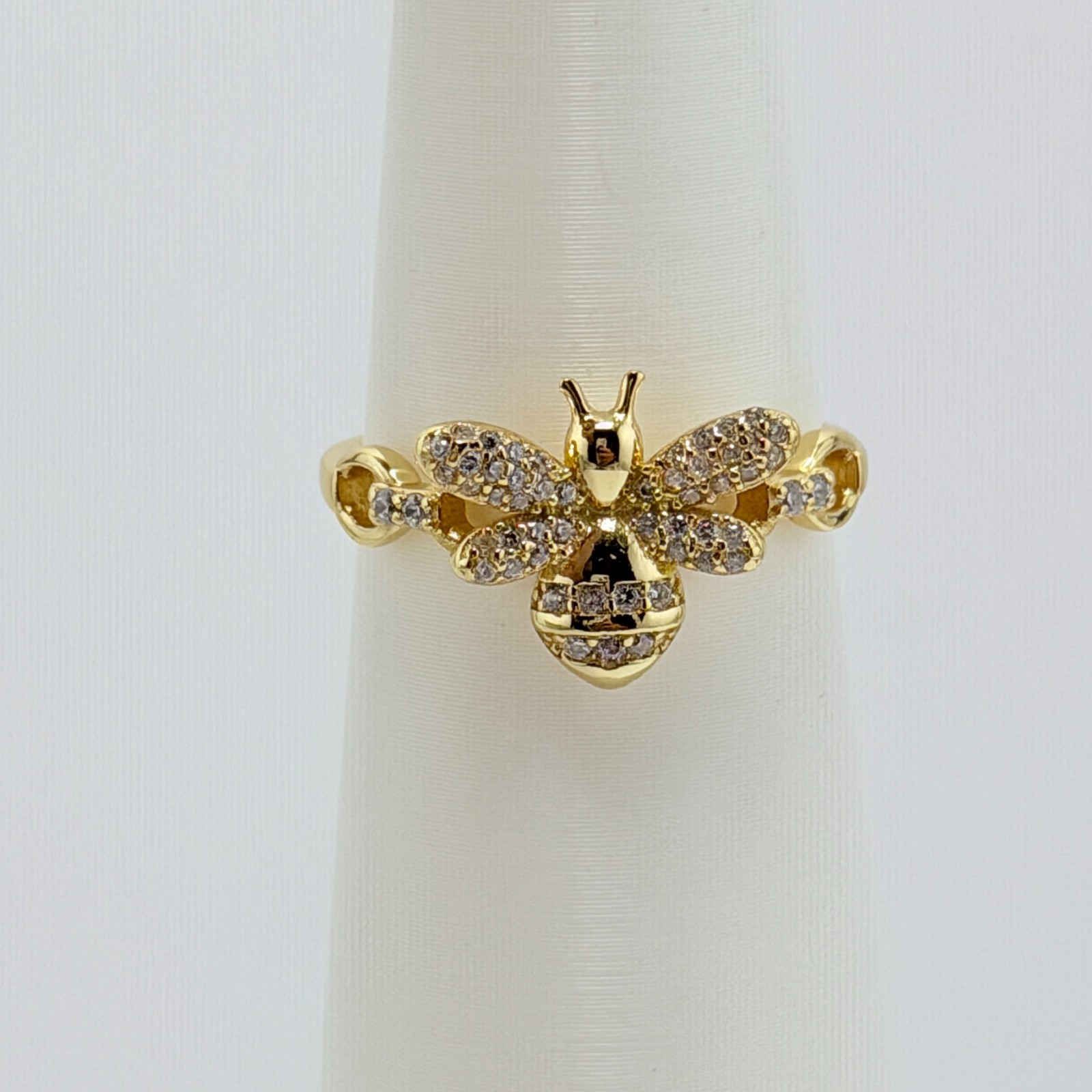 Bomb Party Vermeil Bee Size 7 “All Hail The Queen” .925 Sterling w/ Gold RG77845