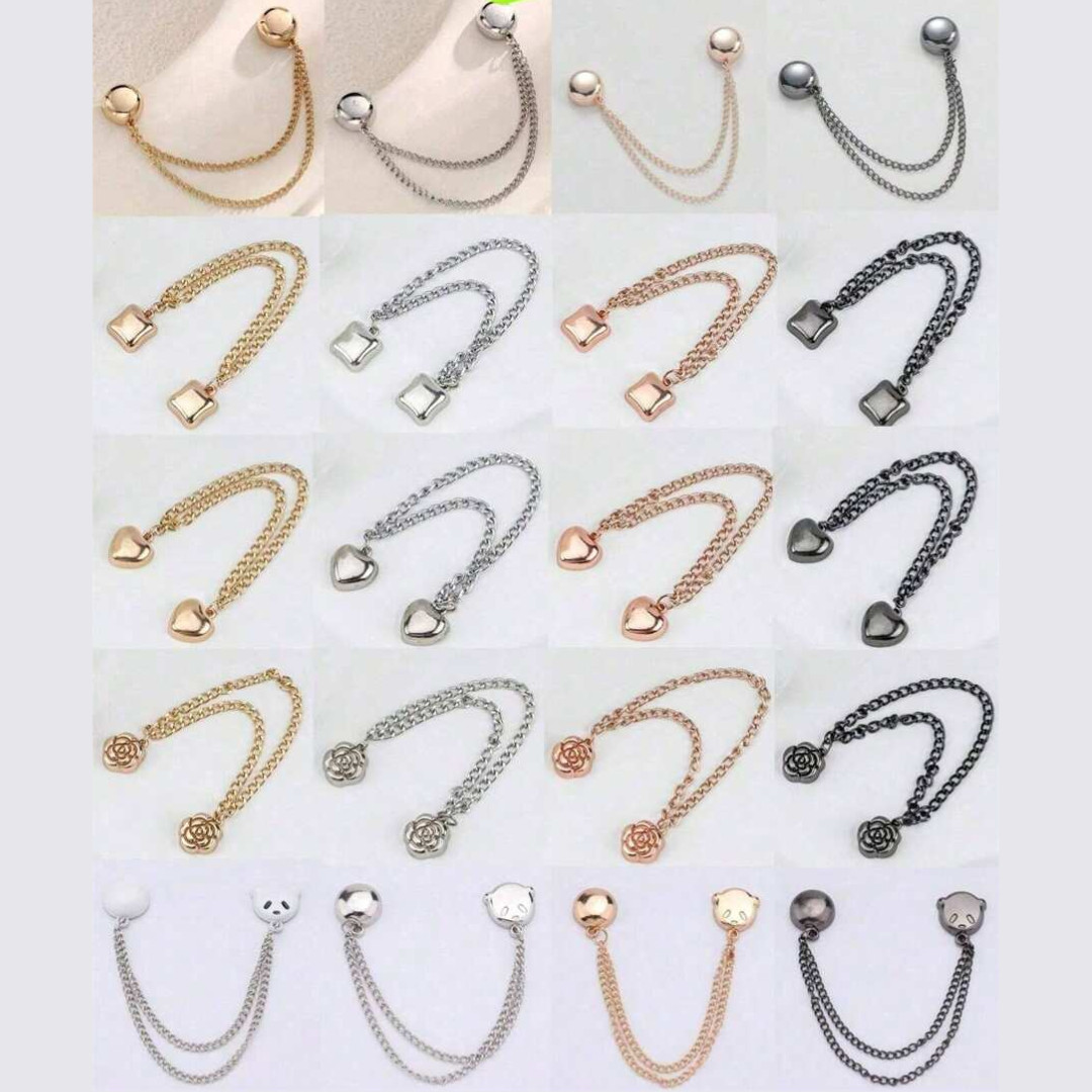 Magnetic Clothing Clips 4Pcs Chain Brooch Buckle Womens Fixing Dresses Pants