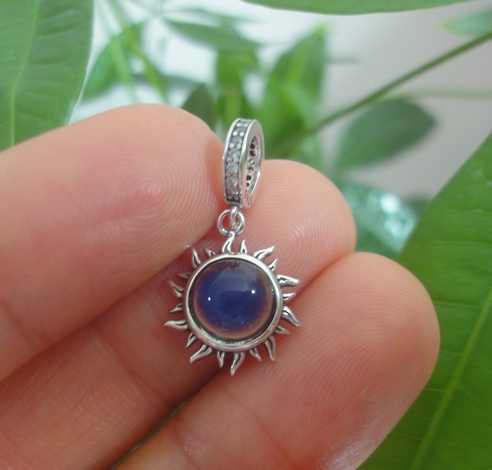 Sun Mood Stone Pendant 925 Sterling Silver Fashion Jewelry