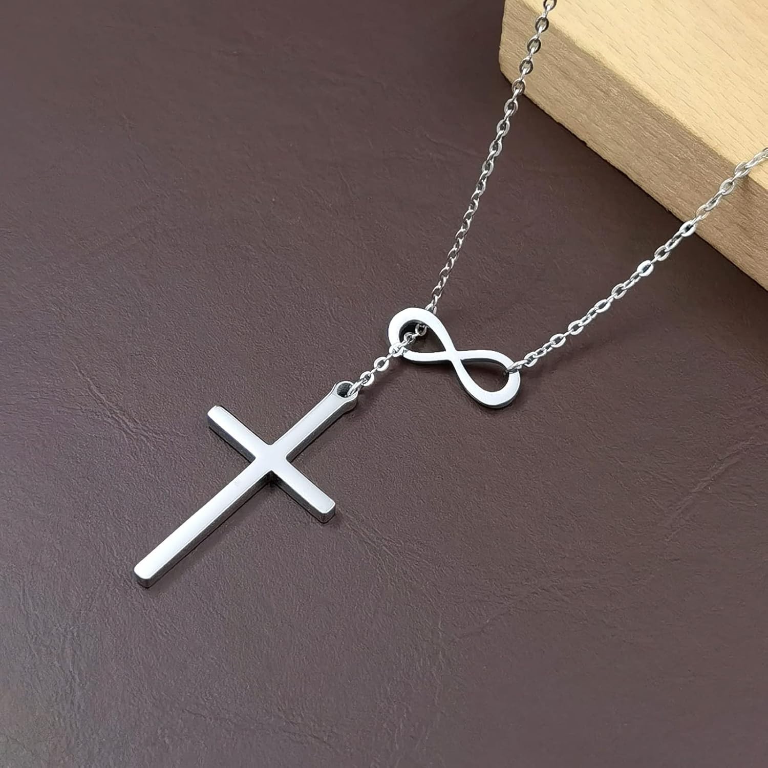 Nickel-Free Infinity Cross Necklace with Adjustable Chain – Lightweight Elegance