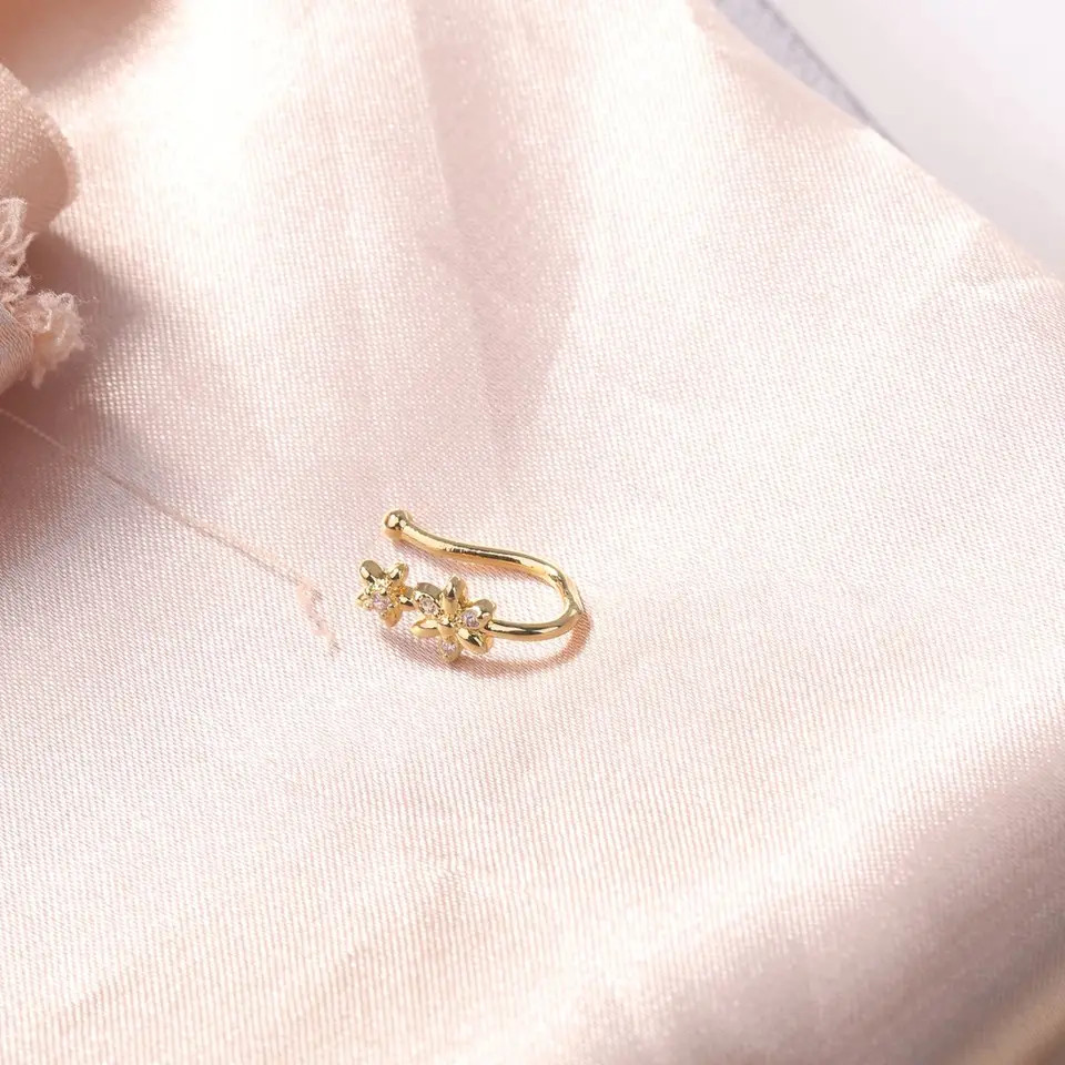 5 Pcs Nose Clip Fake Ring Copper Inlaid Zircon U Shape No Piercing