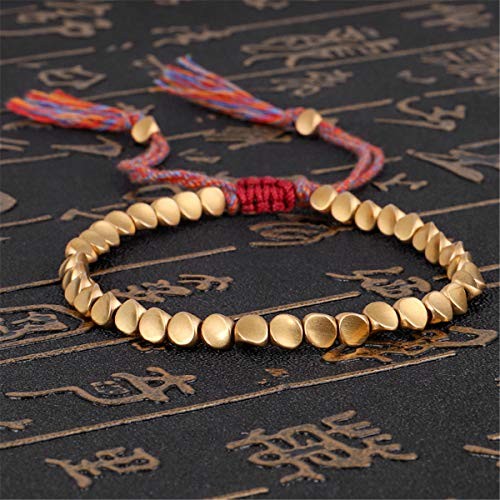 2-3 Pcs Tibetan Copper Beads Bracelet Adjustable Handmade Braided Copper Red