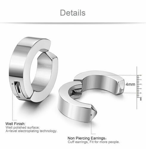 Gothic Hoop Earrings Titanium Steel Magnetic Stud Ear Plugs Womens Mens Jewelry
