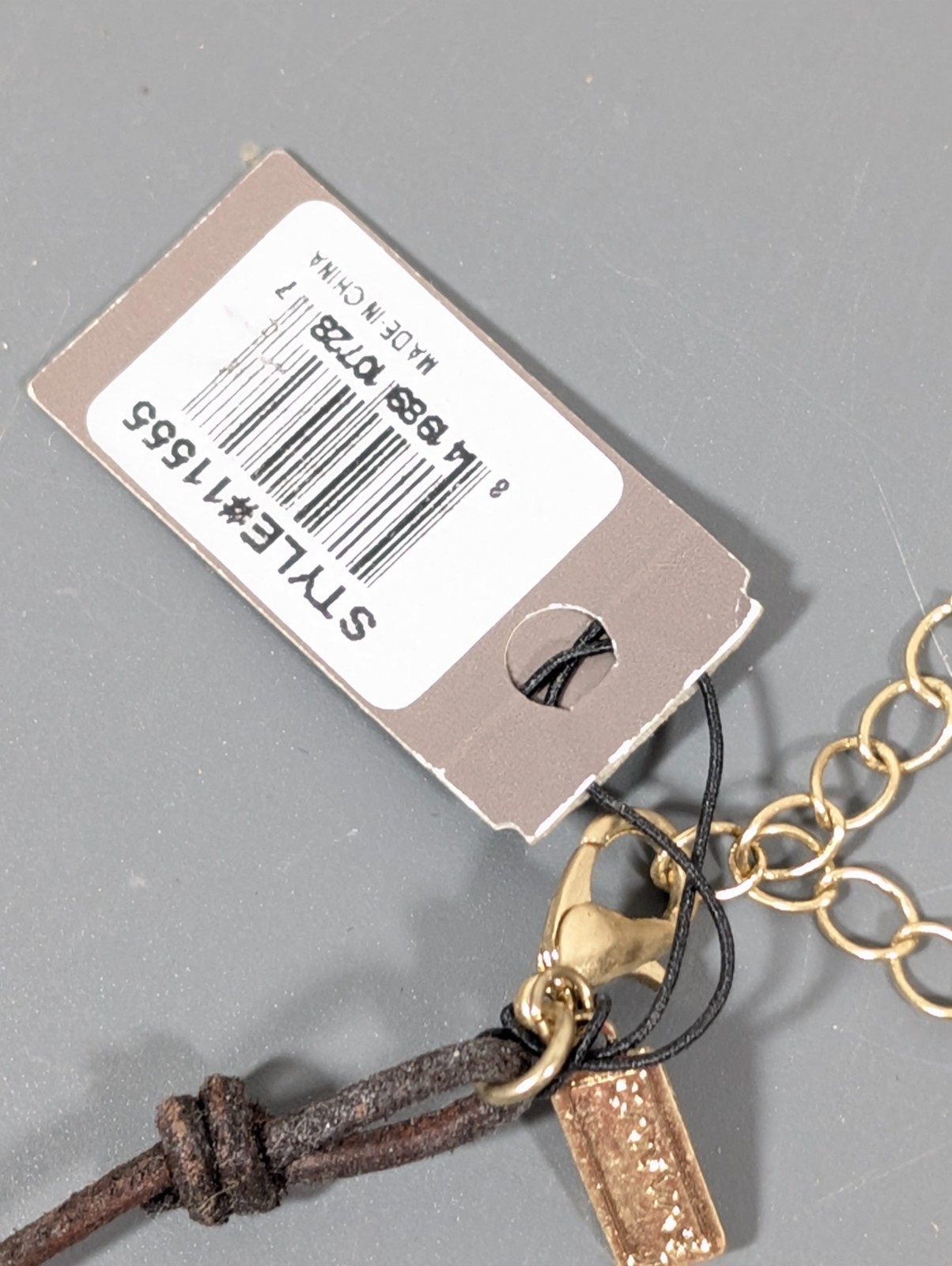 Canvas Spotted Dalmation Jasper Stone Brown Leather Cord Necklace Boho 17 in