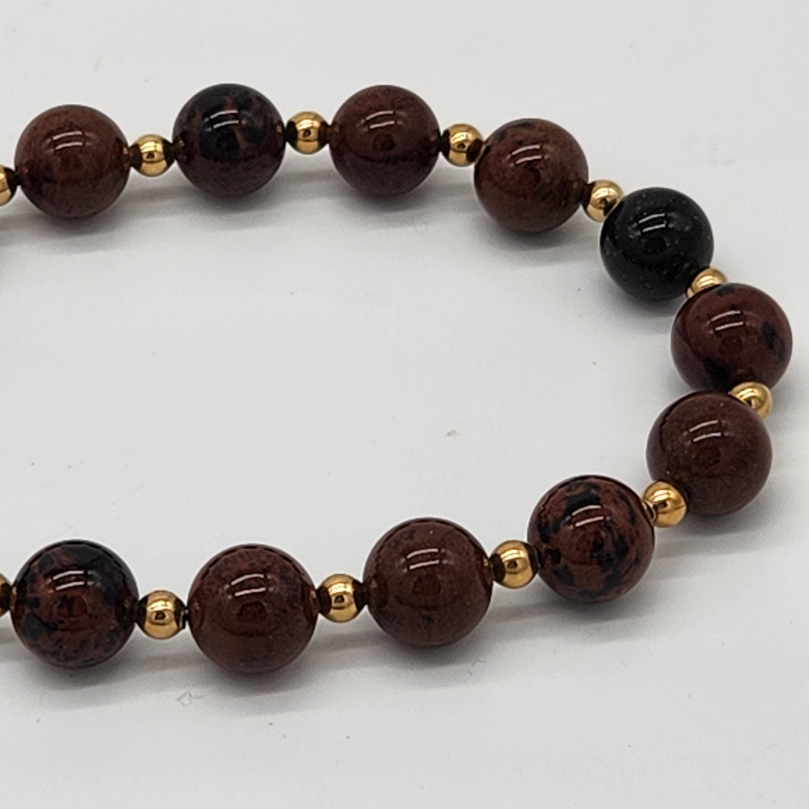 Dark Brown Semi Precious Stone Bead Necklace With Barrel Clasp