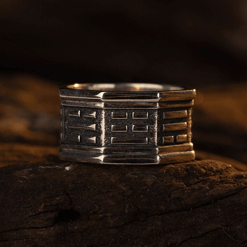 New Taoist Five Elements Bagua Ring Mens Kanyu Band