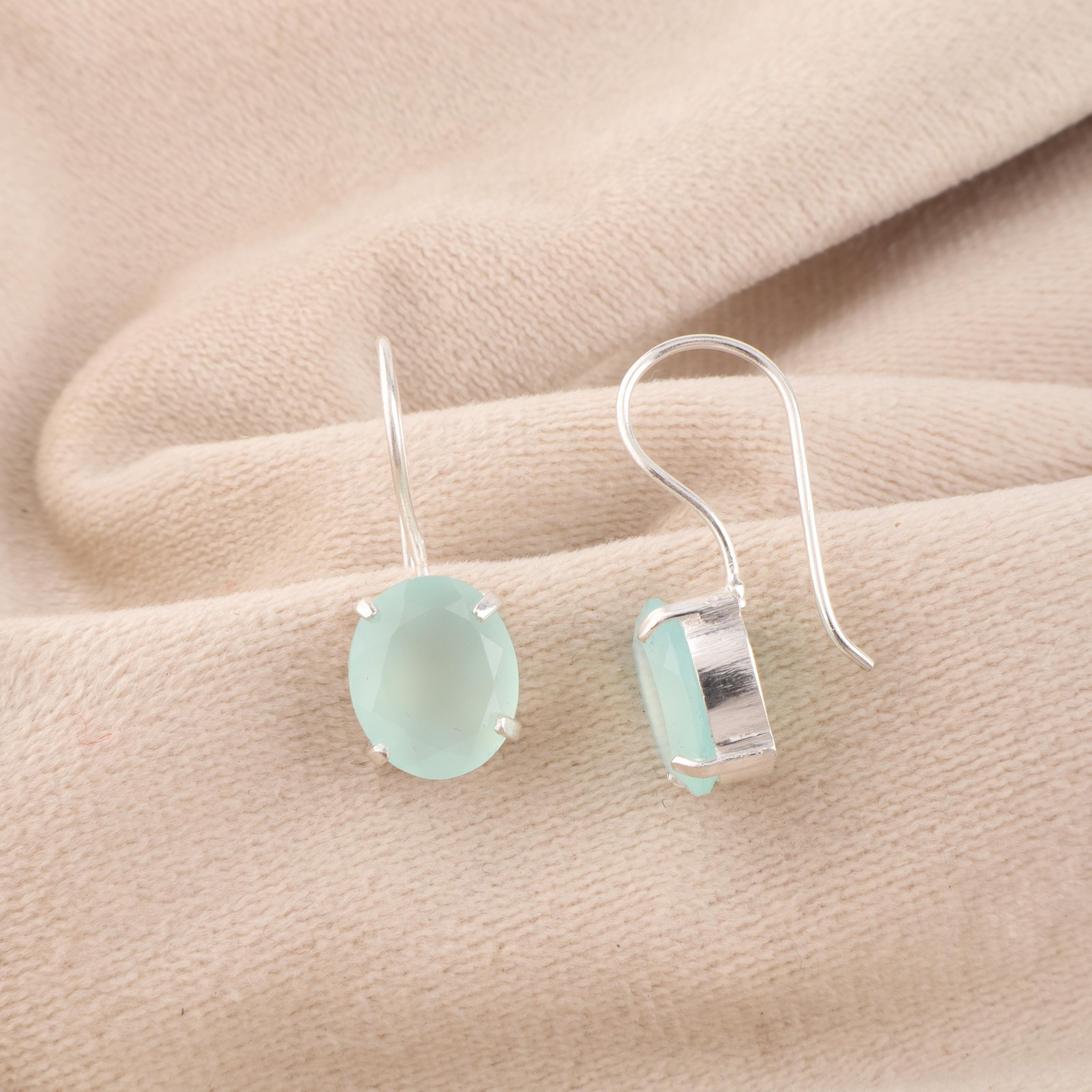 Aqua Chalcedony Anniversary Delicate Drop New Earrings Jewelry Sterling Silver