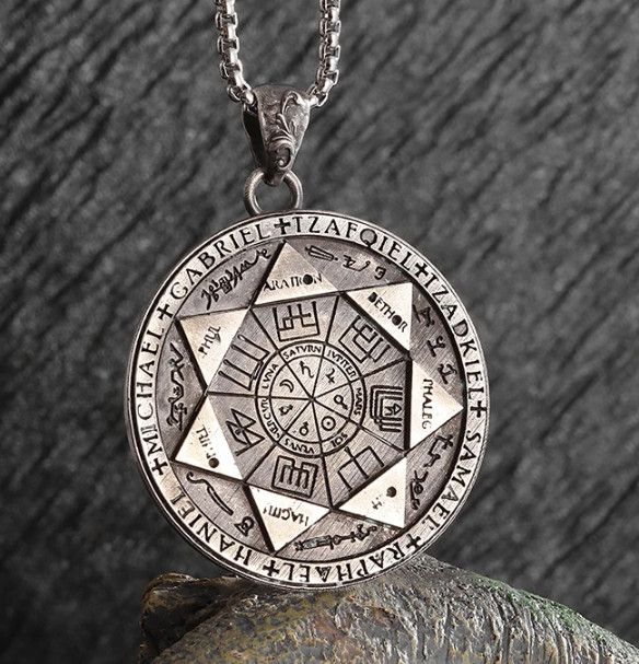 New Retro Seals of the Seven Archangels Necklace Steel Pendant Heptagram Jewelry