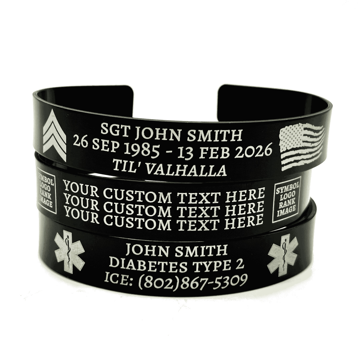 Personalized Memorial Bracelet Cuff Emotional Support Medical Alert Aluminum