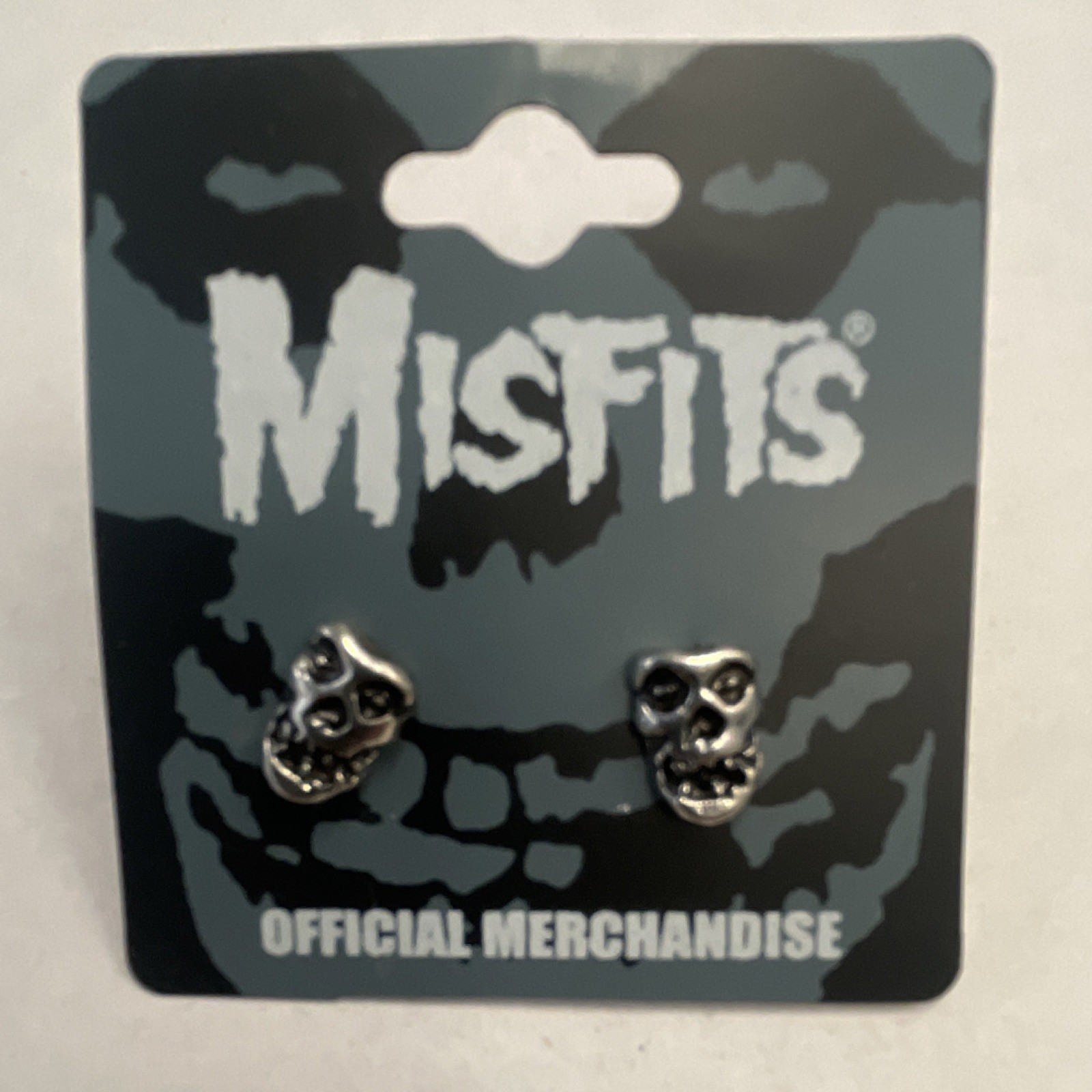 Misfits Skull Stud Earrings Silver Tone Metal Butterfly Back Nickel-Free