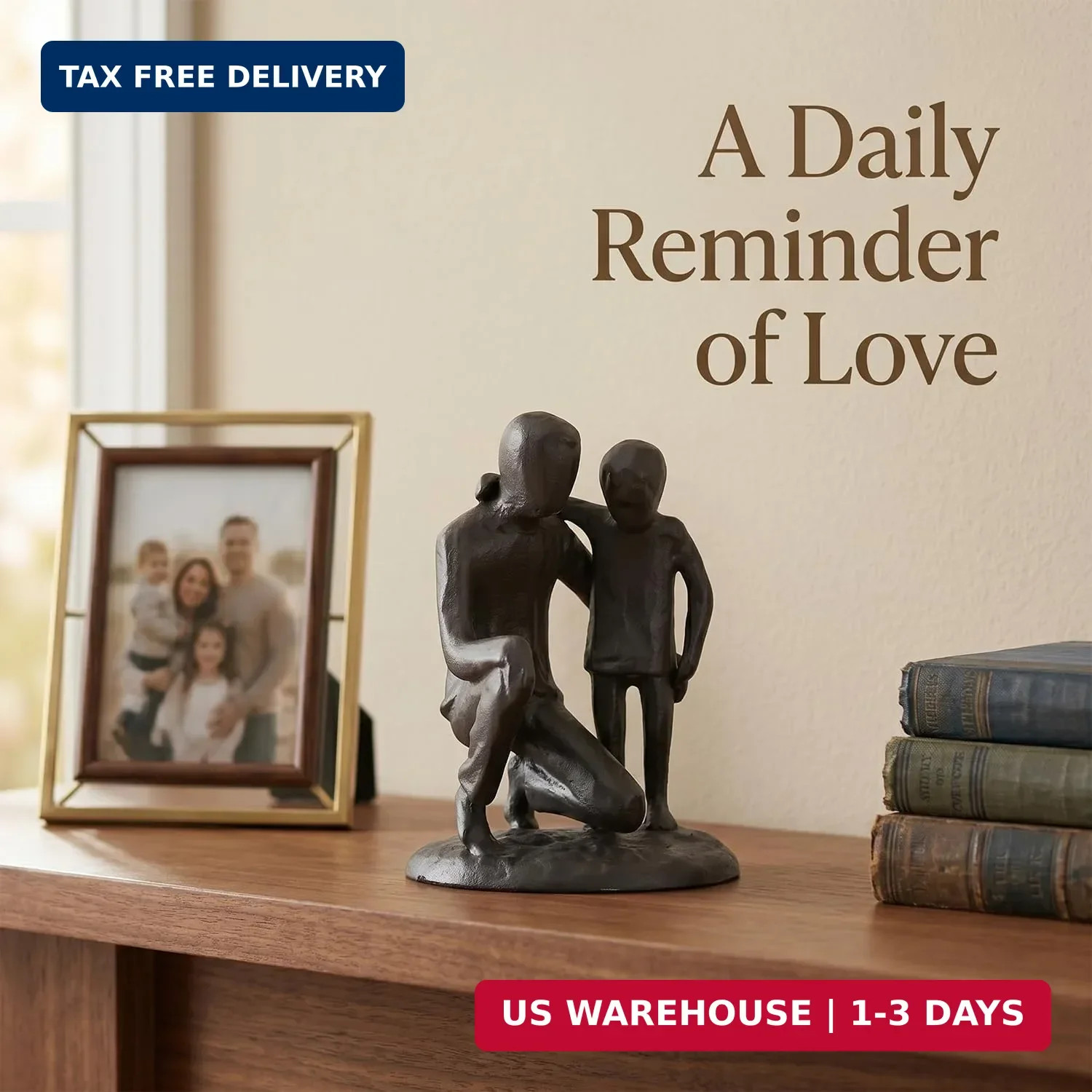 Iron Father and Son Sculpture,Sentimental Gift for Dad,Meaningful Birthday Gifts