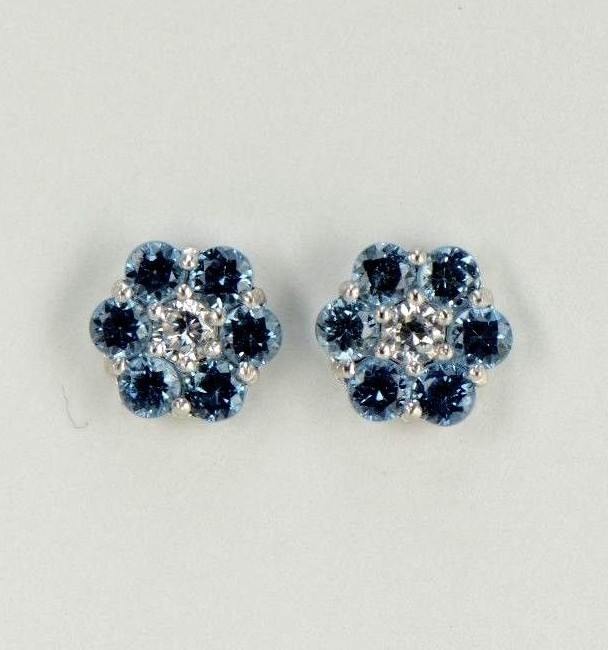 14k White Gold Flower Stud Earrings with Screw Back