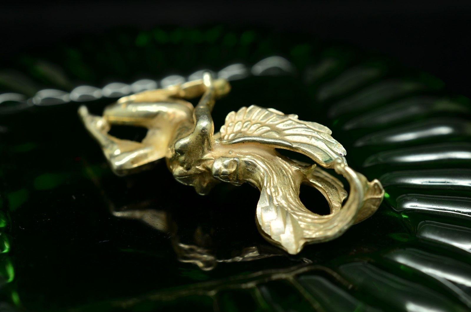 925 Sterling Silver Winged Female Form Pendant Charm