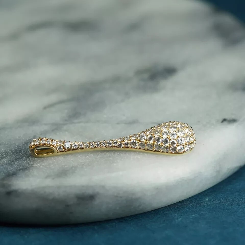 14k Yellow Gold Plated In 2Ct Round Cut Simulated Diamond Stunning Charm Pendant