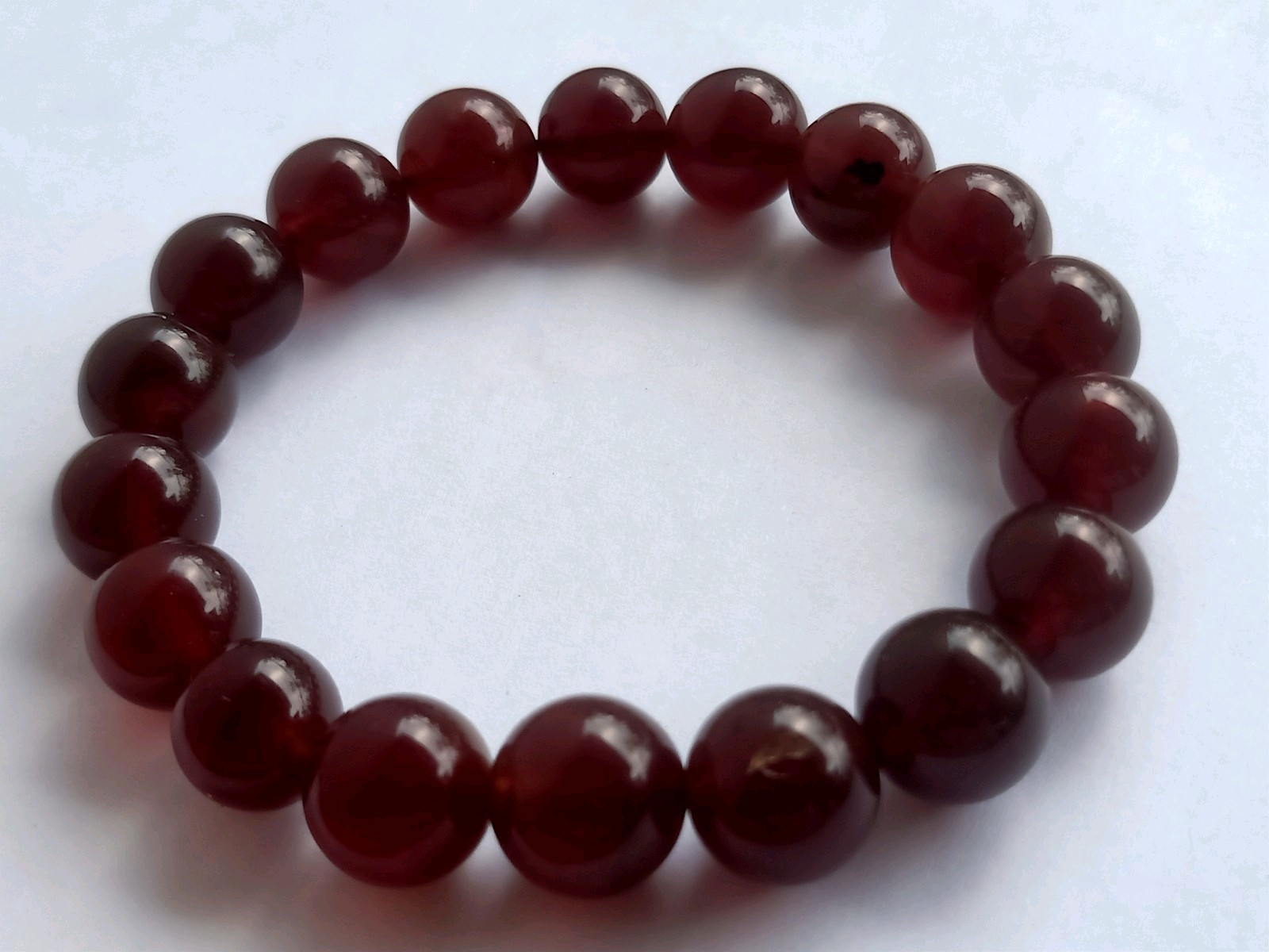12mm Natural No Treatment Red Amber Round Beads Bracelet