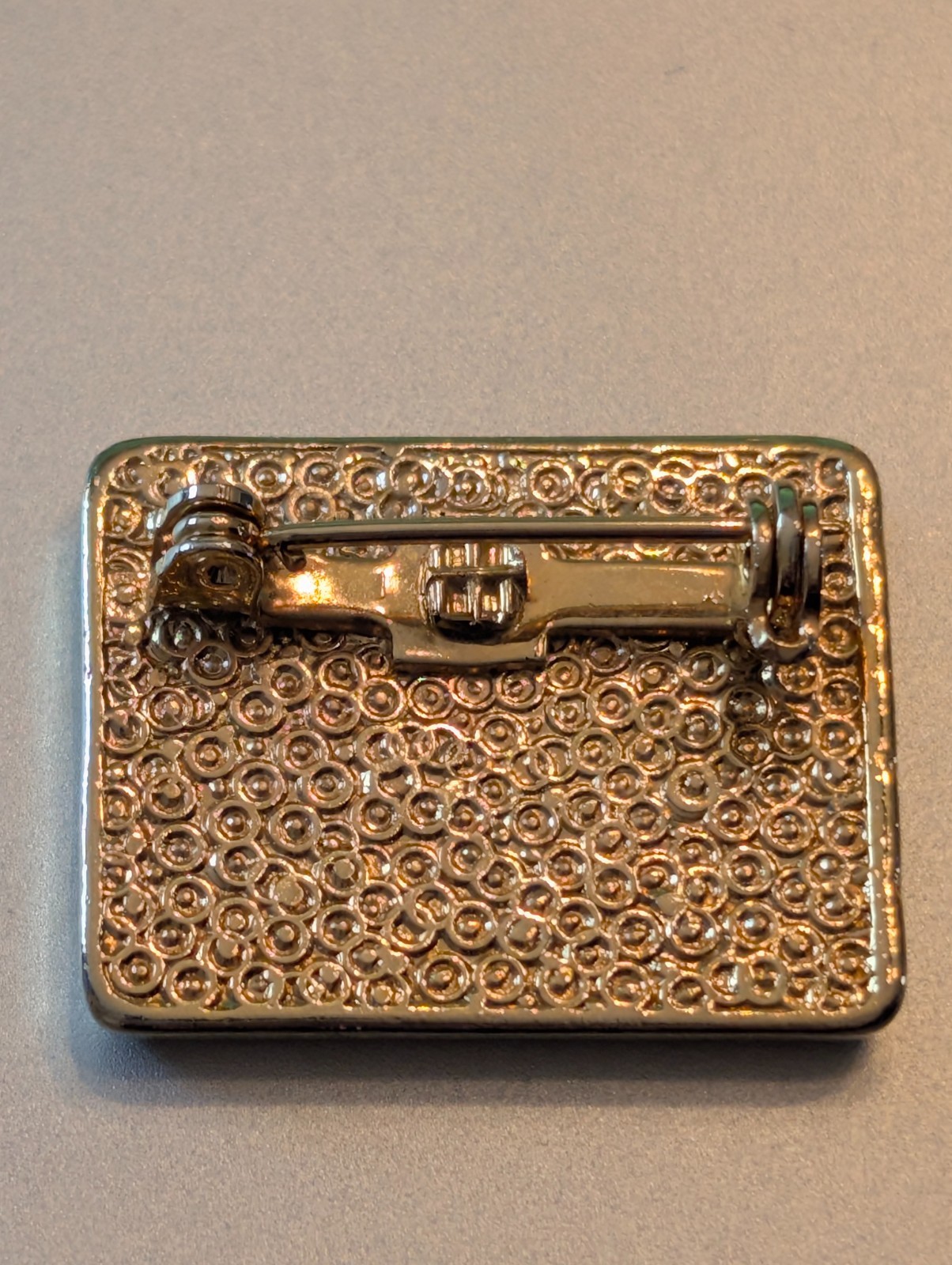 Vintage Electre Paris Brooch – Metal – Rectangular Plate Industrial Style