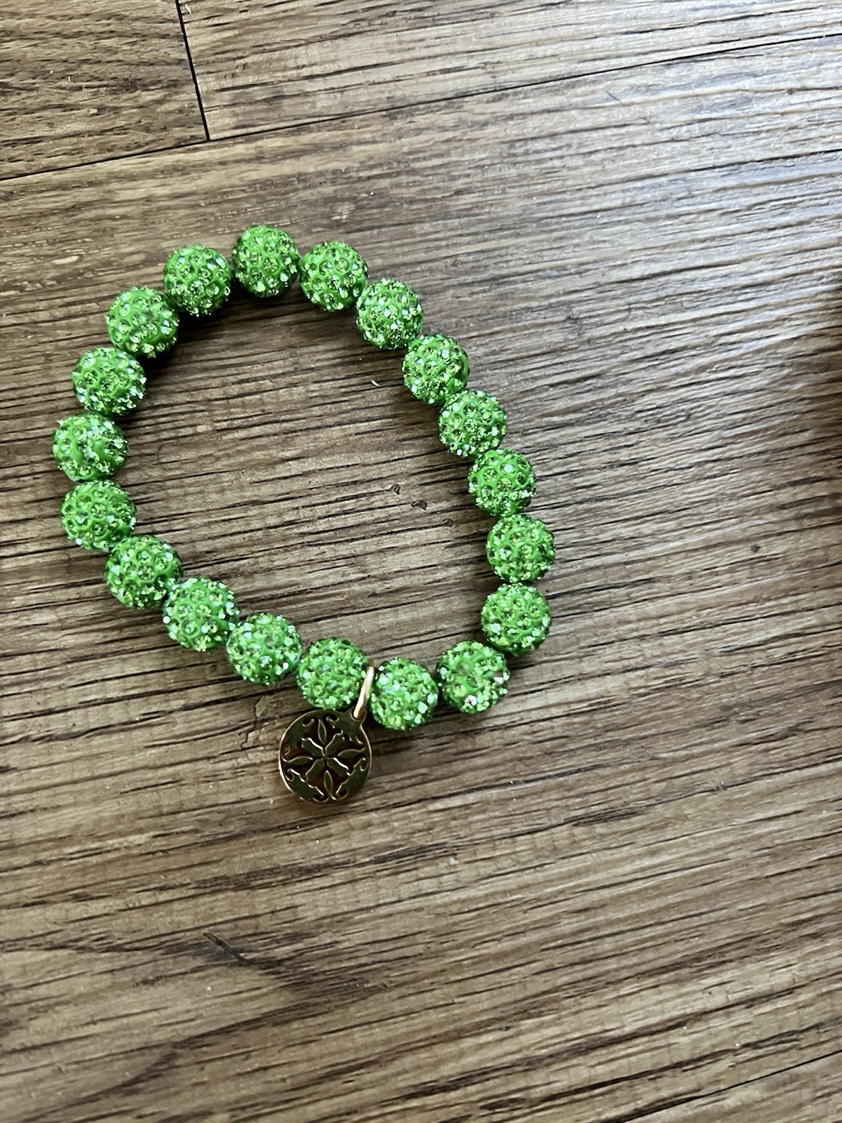Rustic Cuff Signed Green Crystal Gold Plated Bracelet Jewelry Set