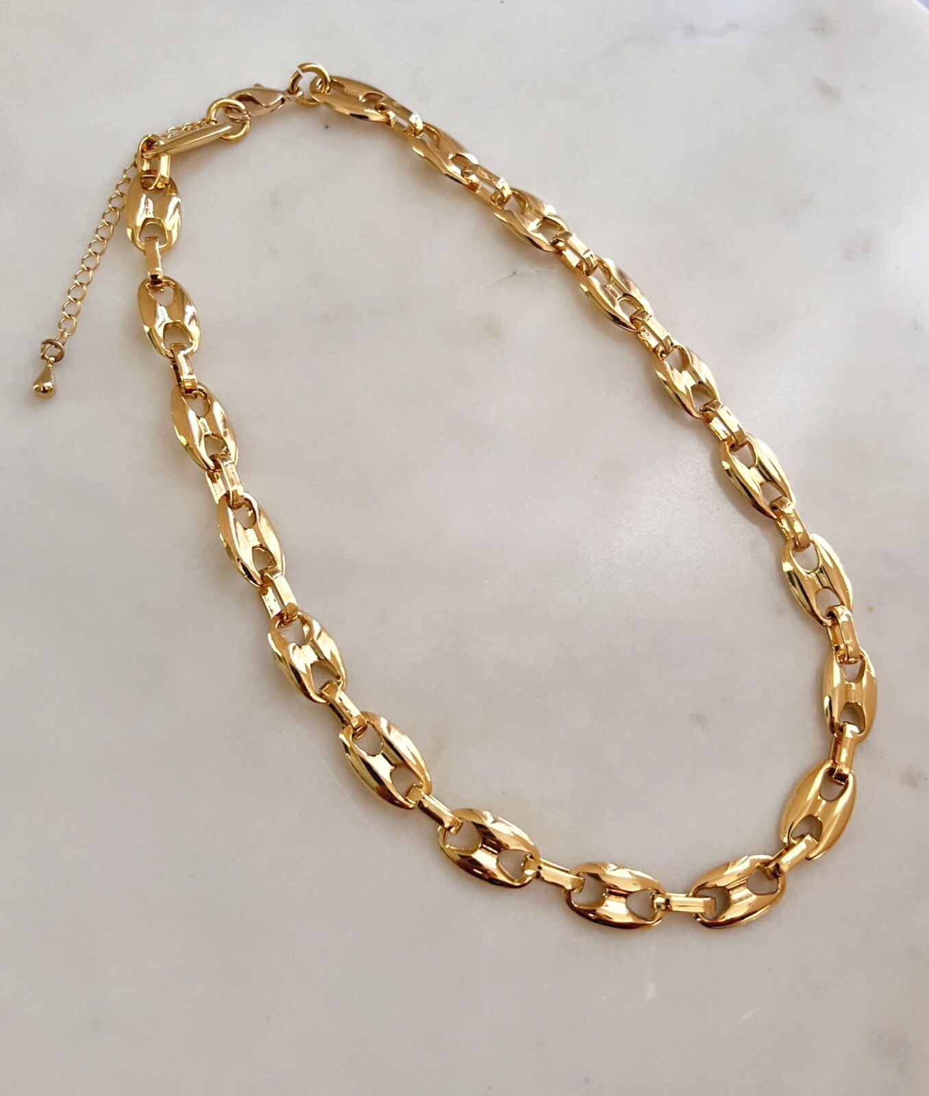 Gold Mariner Chain Necklace Unisex Anchor Mariner Necklace Sailor Chain Necklace