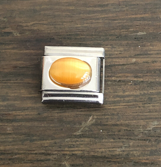 NOS Orange Moonstone Italian Charm Modular Bracelet Link 9mm