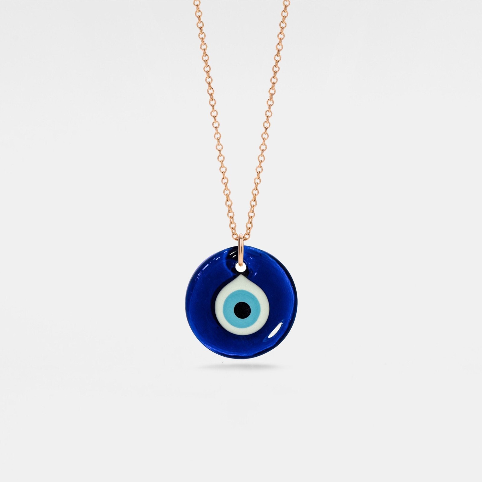 Turkish Nazar Blue Evil Eye Charm Layering Necklace in 925 Sterling Silver