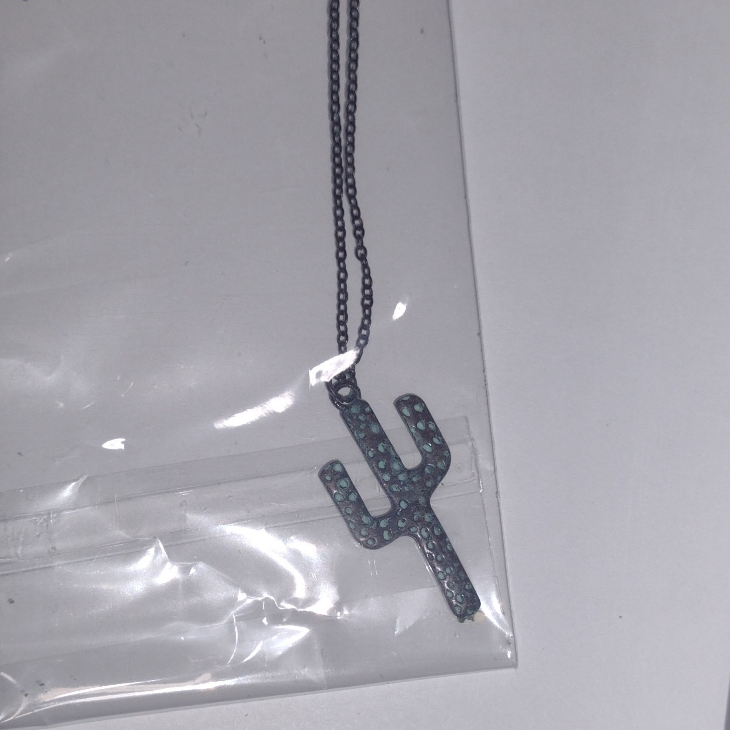 alle Silver Cactus Charm Pendant Necklace Cable Chain Lobster Clasp Nickel-Free