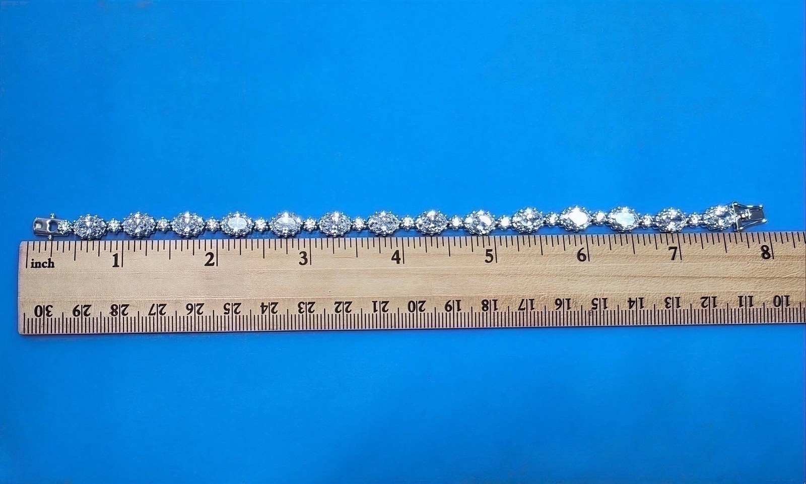 Stauer DiamondAura Riviere Bracelet Sterling Silver Marked 925 Length7.5
