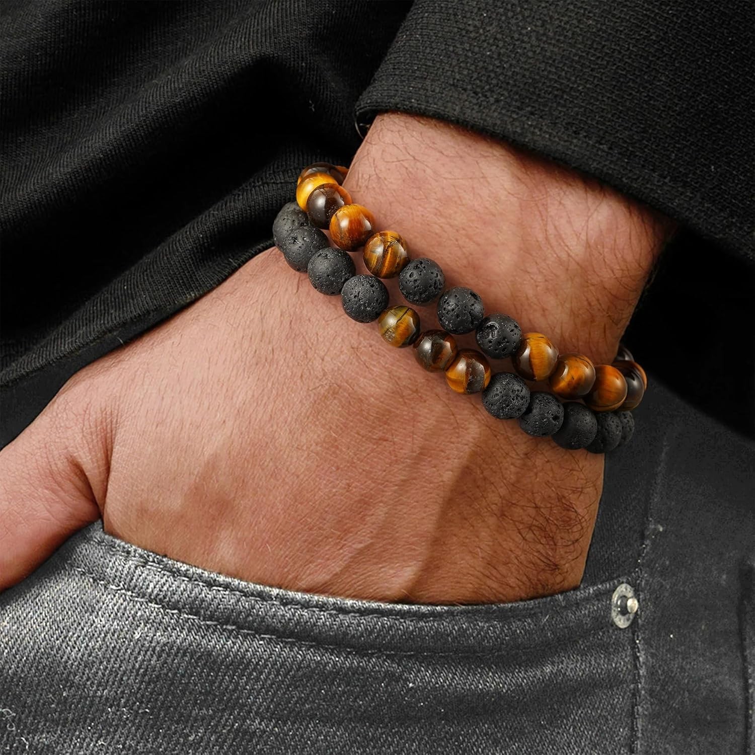 Luxury 8mm Tiger Eye & Lava Rock Bracelets – Thoughtful Gifts for Any Occasion