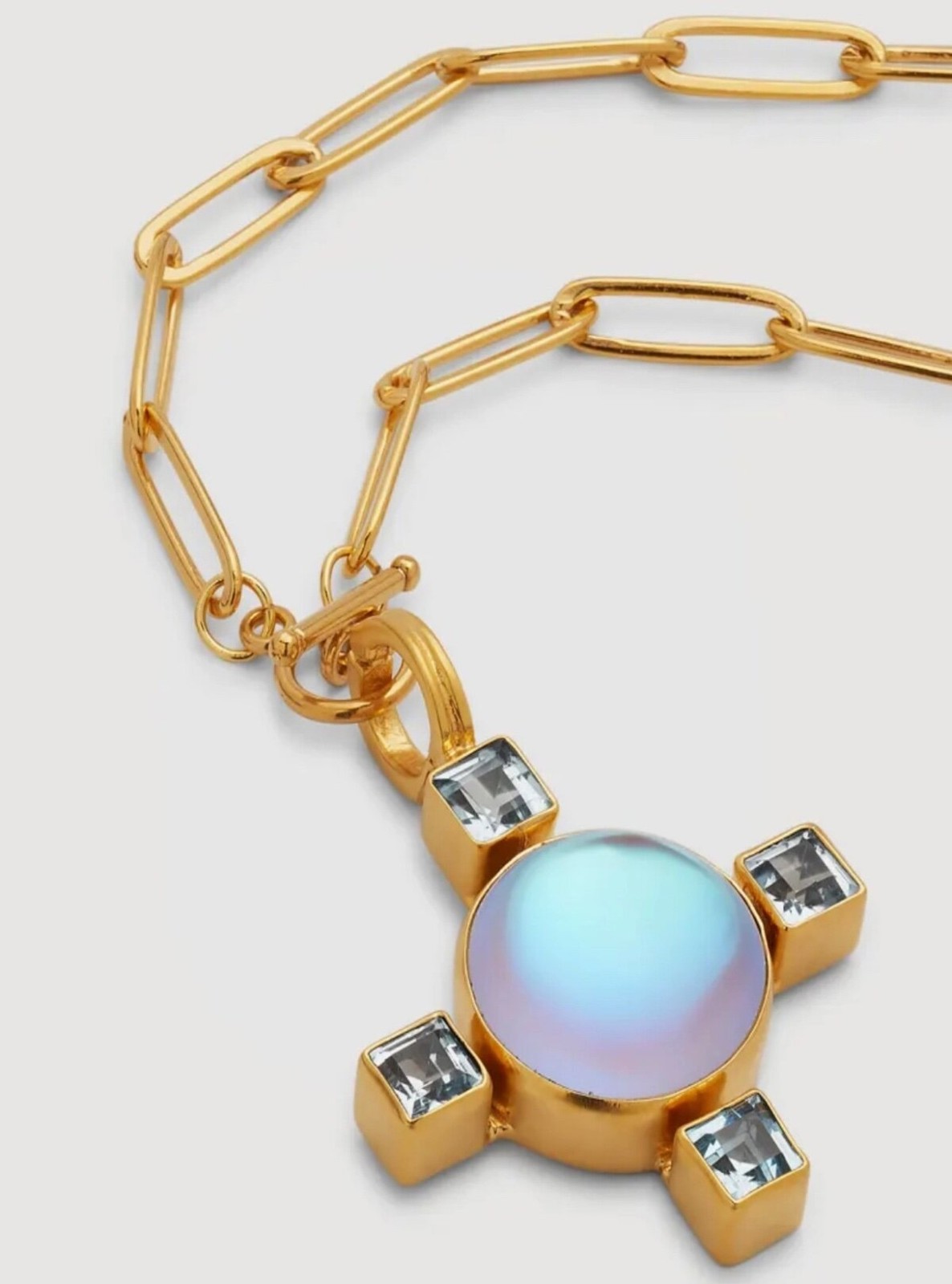 Dina Mackney Necklace Pendant 18K Gold Jewelry Luminite Blue Topaz Jewelry Gift