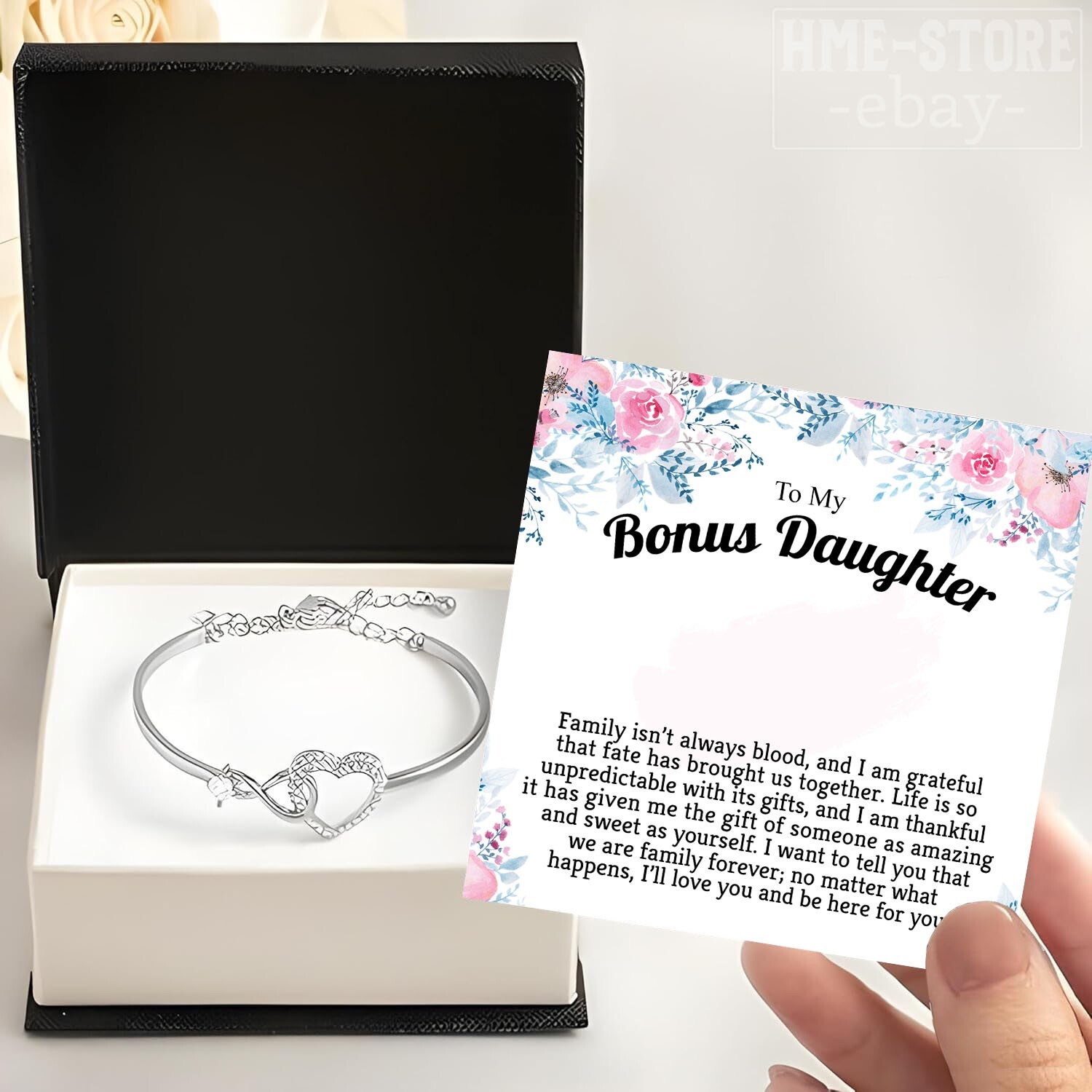 Bonus Daughter Bracelet Heart Stepdaughter Bangle Adopted Step-Daughter Gifts