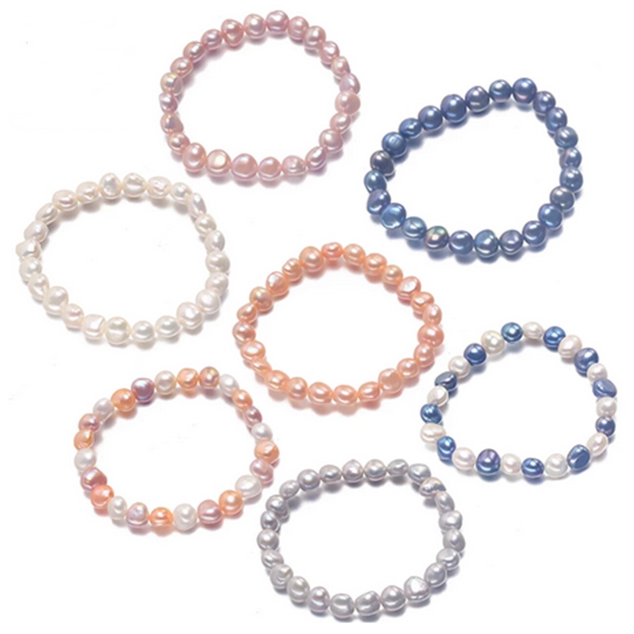 Genuine 8-9mm Natural Multicolor Freshwater Baroque Pearl Stretchy Bracelet 7.5″