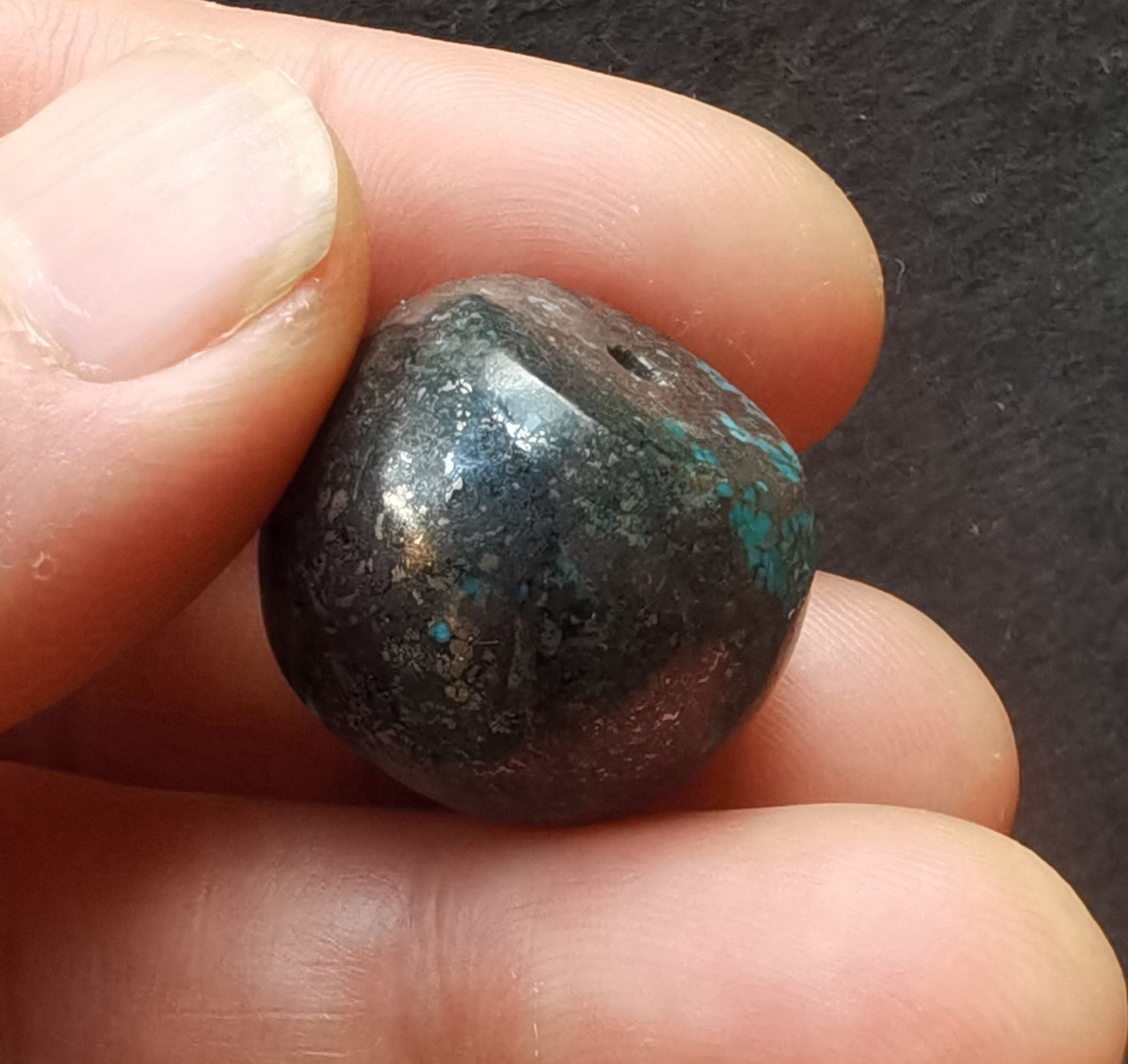 13.1g,barrel tube Genuine natural brown blue Hubei Turquoise stone pendant loose