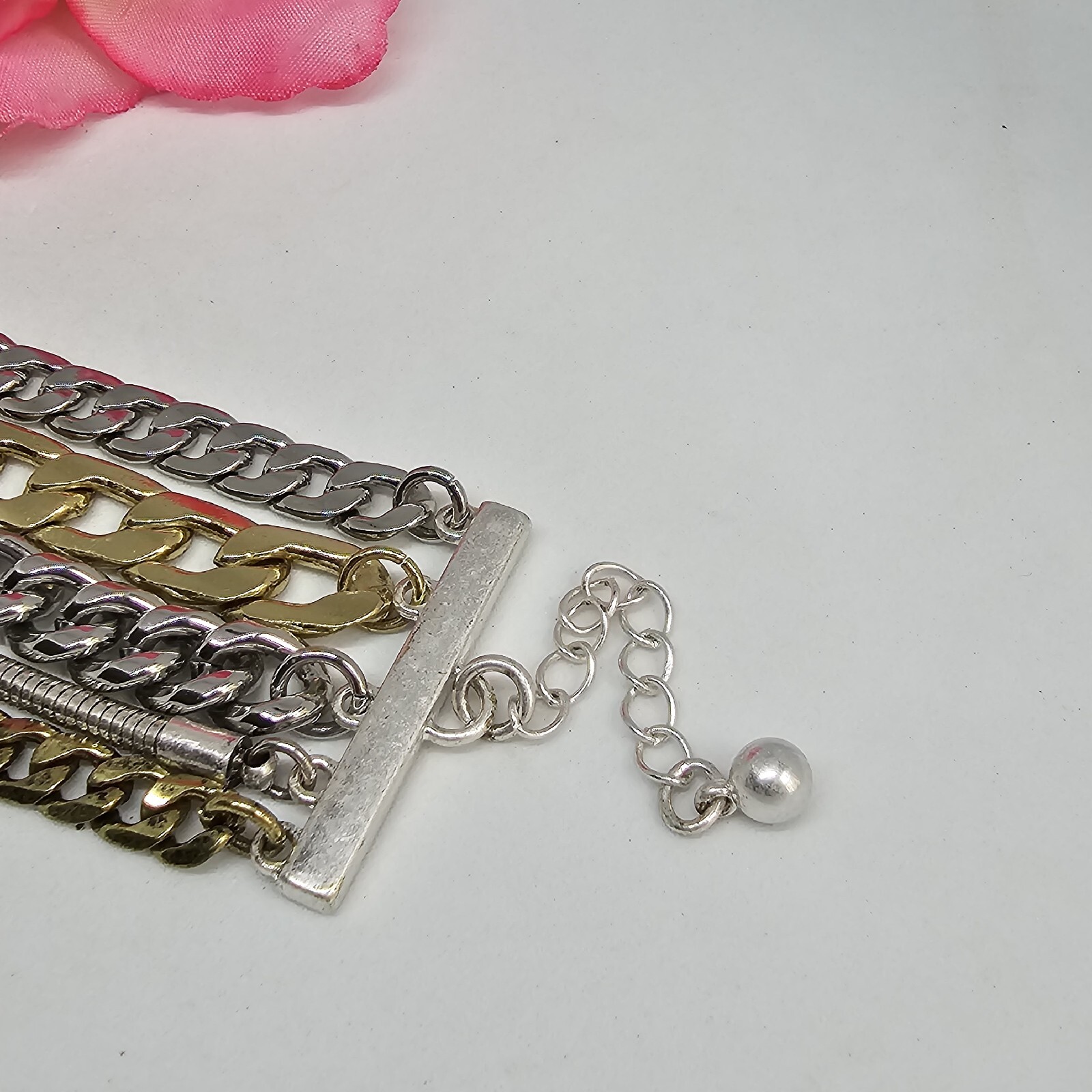 Jenny Bird Cuff Mixed Metal Cuff Bracelet Stacked Layered Chain Modern Jewelry