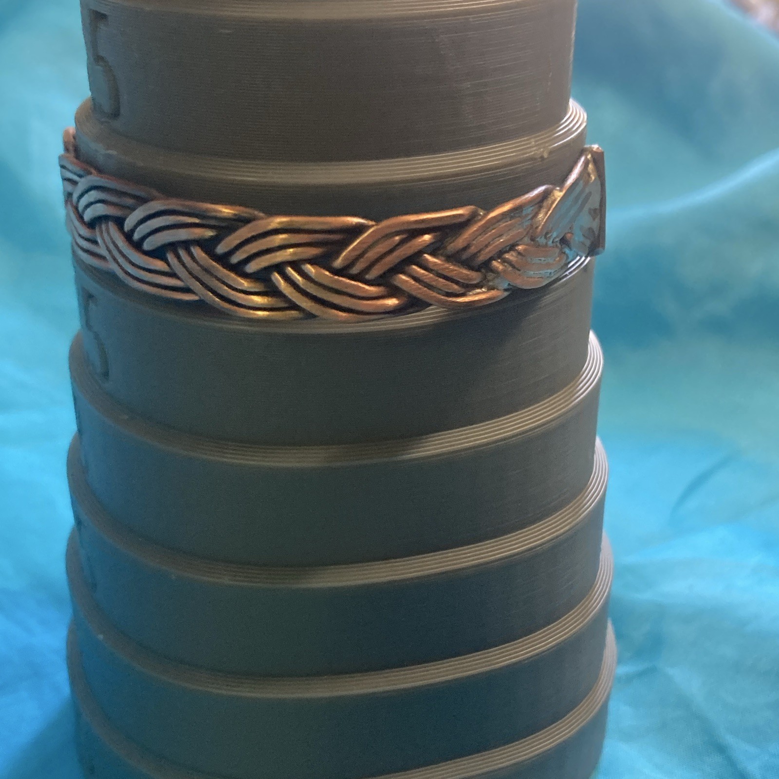 Copper Braided Metal Slip-On Cuff Bracelet, size 6 1/2 to 7 1/2 adjustable