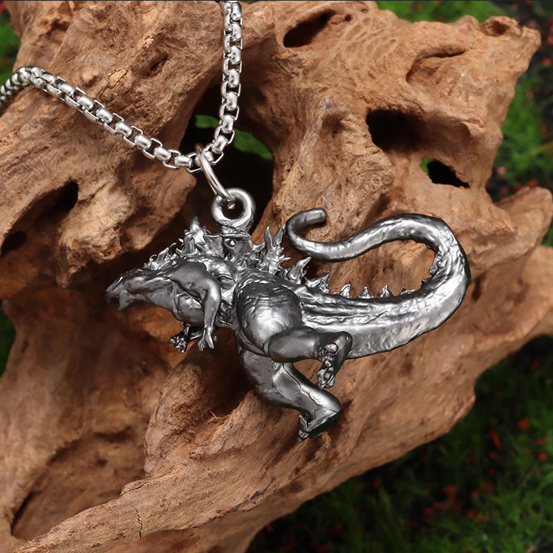 Godzilla Monster Jewelry Black Steel Sexy Dinosaur Movie Pendant Necklace