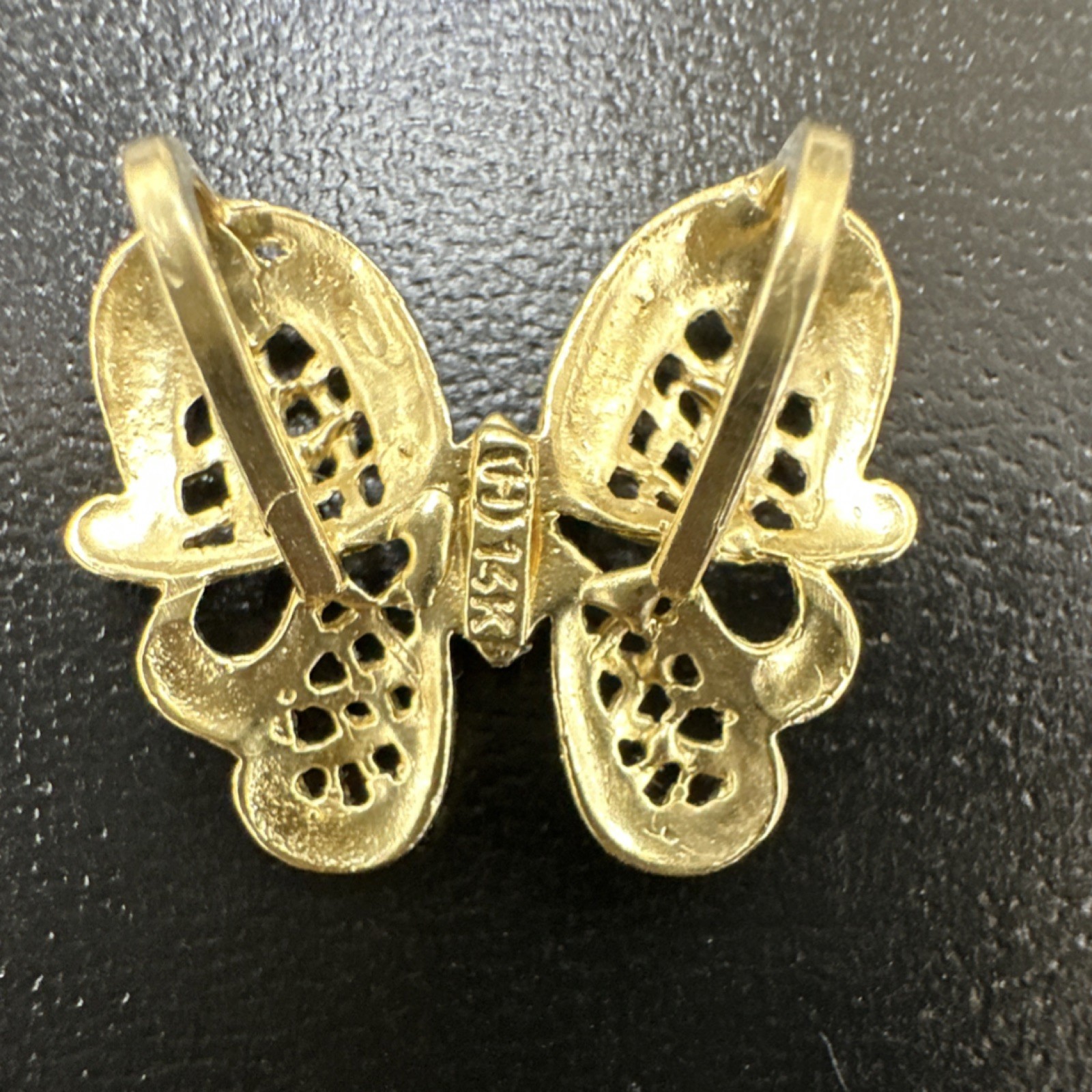 14k Gold Butterfly slider pendant, Signed 2.2cm Butterfly Theme