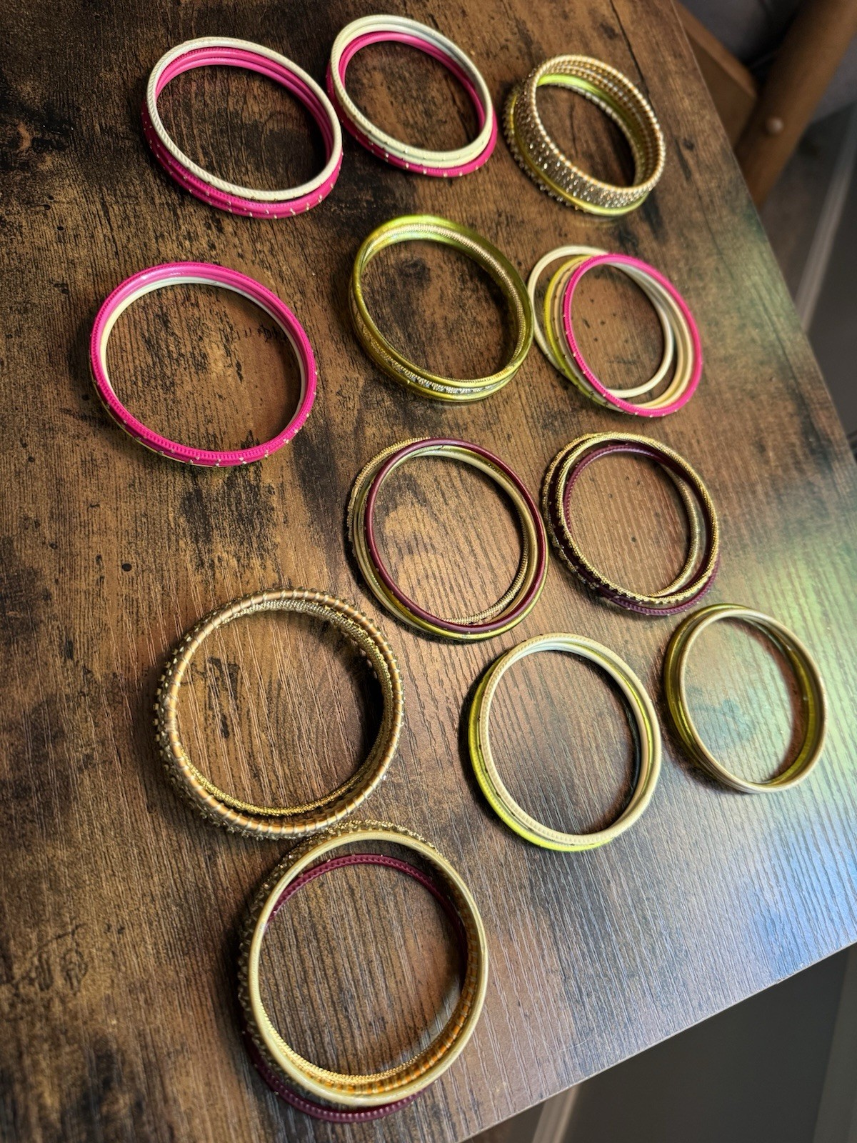 Bundle 60 Indian Bangle Bracelets Mix of Materials and Colors Approx 2.25”